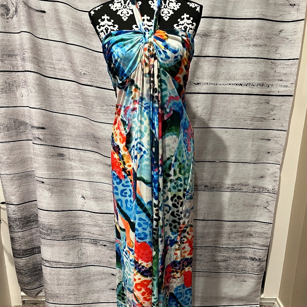 VENUS Maxi Dress size L Topical Bright Beach Cruise Pool Vacation - Picture 3 of 10